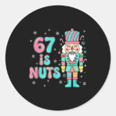 67 Six Seven Birthday Nutcracker Holiday Funny Chr Ronde Sticker (Voorkant)