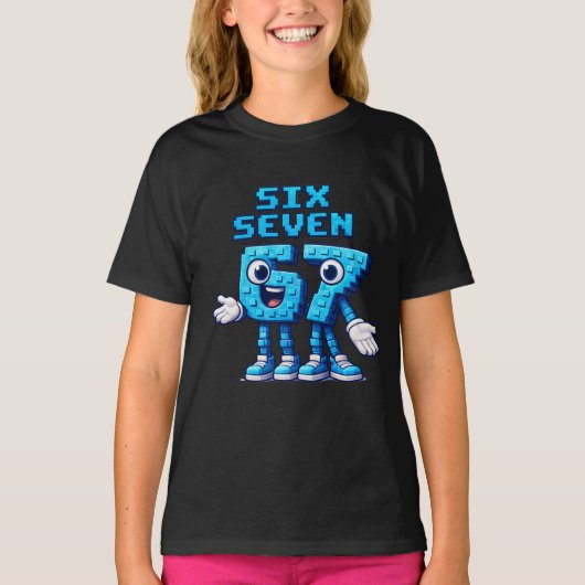 67 Six Seven Blue Retro Pop Culture T-shirt (Voorkant)