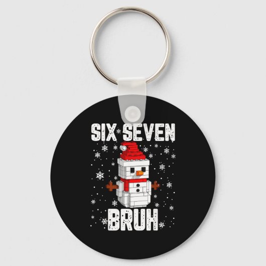 67 Six Seven Bruh Snowman Building Blocks Christma Sleutelhanger (Voorkant)