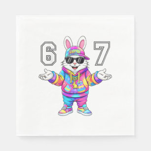 67 Six Seven Bunny Tie Dye Pasen Dag 67 Meme Manne Servet