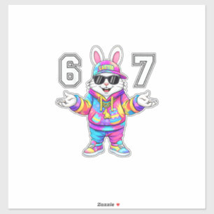 67 Six Seven Bunny Tie Dye Pasen Dag 67 Meme Manne Sticker