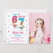 67 Six Seven Girl Birthday Photo Invitation (Devant)