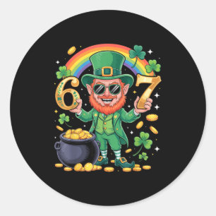 67 Six Seven Grappige 6 7 Meme St Patricks Day Lep Ronde Sticker
