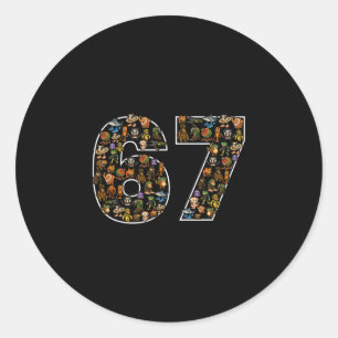 67 Six Seven Italiaanse Brainrot Gen Alpha Meme Ronde Sticker