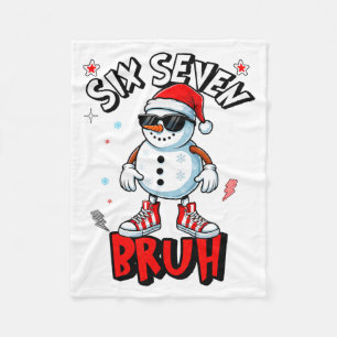 67 Six Seven Kerstmis Bruh Sneeuwman Grappig Kinde Fleece Deken