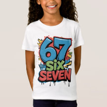 67 Six Seven Kleurrijke Pop Art Grafische T-shirt 