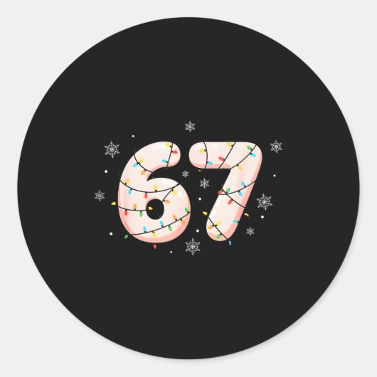 67 Six Seven Meme Gen Alpha Slang Christmas Lights Ronde Sticker (Voorkant)