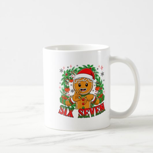 67 Six Seven Mème Grappige Kerst Gingerbread Hand Koffiemok (Rechts)