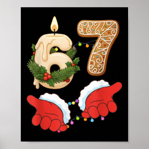 67 Six Seven Meme Kerst Kaars Gemberkoek Gen Poster