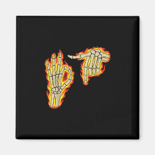 67 Six Seven Meme Skelet Vuur Vintage Rock Feest Magneet