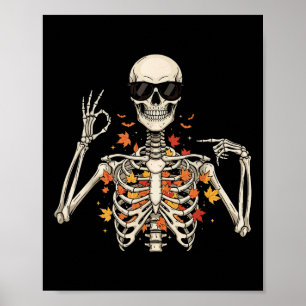 67 skelet meme grappig zes zeven Gen Alpha Hallowe Poster
