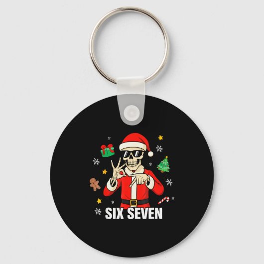 67 Skeleton Funny Six Seven Gen Z Alpha Christmas Sleutelhanger (Voorkant)