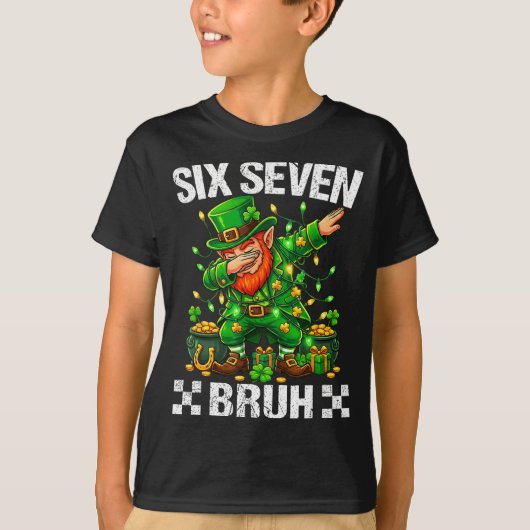 67 St Patricks Funny Six Seven Meme Leprechaun Boy T-shirt (Voorkant)