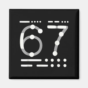 67 T-shirt, Morse Code 67 Kid Meme Zes Zeven Grafi Magneet