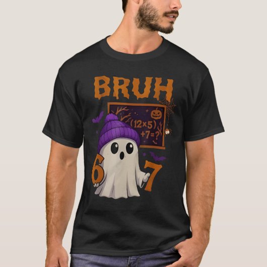 67 Teacher Halloween Ghost Six Seven Meme Math Equ T-shirt (Voorkant)