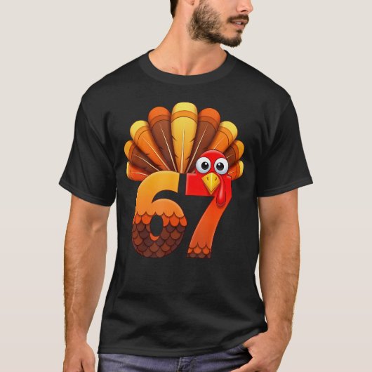 67 Thanksgiving Funny Turkey Costume Six Seven Mem T-shirt (Voorkant)