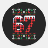 67 Ugly Christmas Flannel Brainrot Design  Ronde Sticker (Voorkant)
