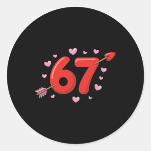 67 Valentijnsmeme Schattig 67 Harten En Bloemen Va Ronde Sticker