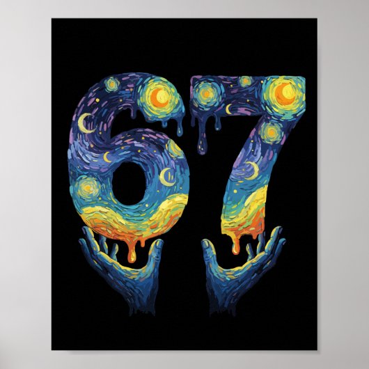 67 Van Gogh Starry Night Ice Cream Drip Funny Poster (Voorkant)