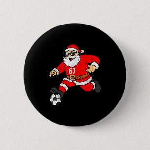 67 Voetbal Kerstman Zes Zeven Meme Kerst Sport Man Ronde Button 5,7 Cm