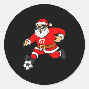 67 Voetbal Kerstman Zes Zeven Meme Kerst Sport Man Ronde Sticker