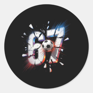 67 Voetbal Zes Zeven 6 7 Meme 67 Ronde Sticker