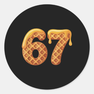 67 Wafels Meme Grappig Six Seven Jargon  Ronde Sticker