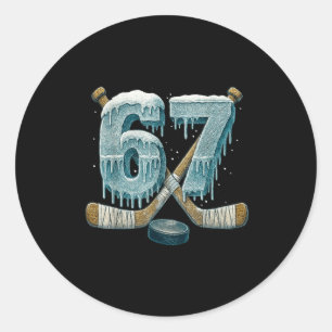 67 Zes Zeven Hockey Drip Nummer Grappig 6 7 Meme Ronde Sticker