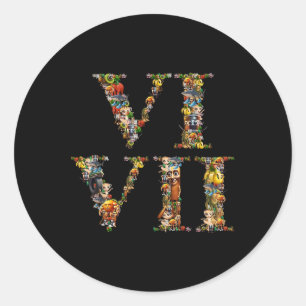 67 Zes Zeven Italiaanse Brainrot Romeinse Cijfer M Ronde Sticker