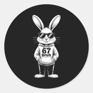 67 zes zeven meme 6 7 grappige pasen dag voor jong ronde sticker