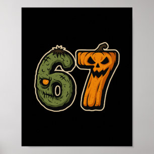 67 Zombie Pompoen Six Seven Halloween Meme  Poster