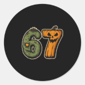 67 Zombie Pumpkin Six Seven Halloween Meme Ronde Sticker (Voorkant)