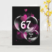 67e anniversaire Bulles cardiaques sur carte noire (Fleur jaune)