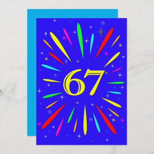 67e anniversaire Fête Invitation Explosion (Devant / Derrière)