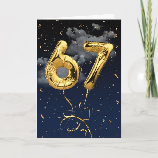 67e Anniversaire Gold Mylar Balloon et carte Confe (Devant)