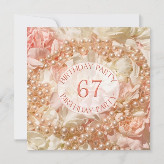 67e anniversaire invitation de fête avec perles (Devant)