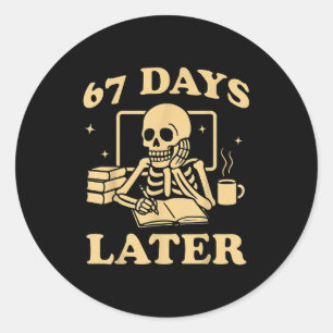 67e Dag Van School Leraar Skelet Grappig 6 7 Meme Ronde Sticker