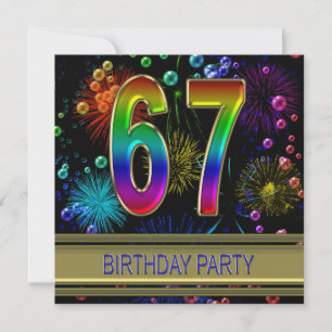 67e fête d'anniversaire Invitation avec bulles