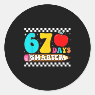 67e schooldag 67 dagen slimmer leraar jongen meisj ronde sticker