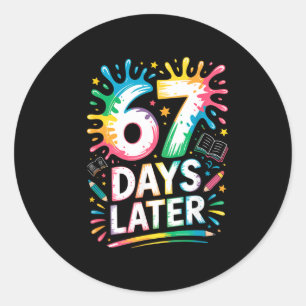 67e schooldag 67 Meme leraar leerling 67 dagen Ronde Sticker