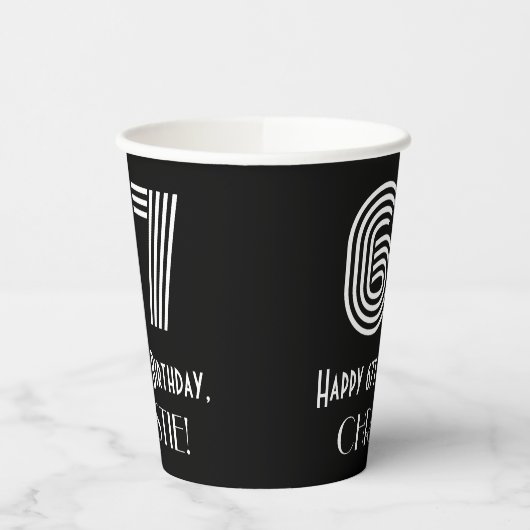 67e verjaardag — Art Deco Geïnspireerde look "67" Papieren Bekers (Links)