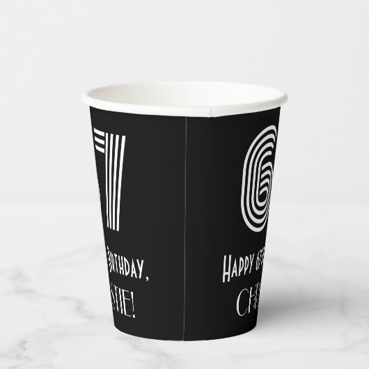 67e verjaardag — Art Deco Geïnspireerde look "67"  Papieren Bekers (Rechts)