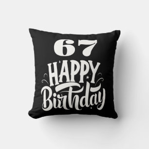 67e verjaardag chic zwart wit kussen