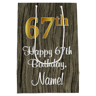 67e verjaardag: Elegant Faux Gold Look #, Faux Woo Medium Cadeauzakje