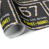 67e verjaardag: Floral Flowers Number, Custom Name Cadeaupapier (Rol Hoek)