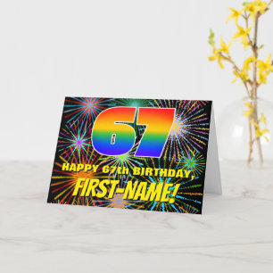 67e verjaardag: Fun, kleurrijk gevuurwerk Kaart