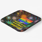 67e verjaardag: Kleurrijk, gevierd vuurwerk Papieren Bordje (Gebogen)