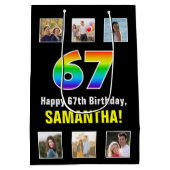 67e verjaardag: Regenboog "67", aangepaste foto's Medium Cadeauzakje (Achterkant)