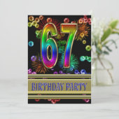 67e verjaardag Uitnodiging met bellen (Staand voorkant)