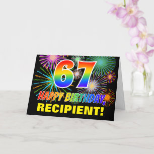 67e verjaardag: Vet, Plezier, Vuurwerk, Regenboog  Kaart